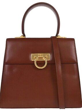 Salvatore Ferragamo Brown Gancini 2way Handbag